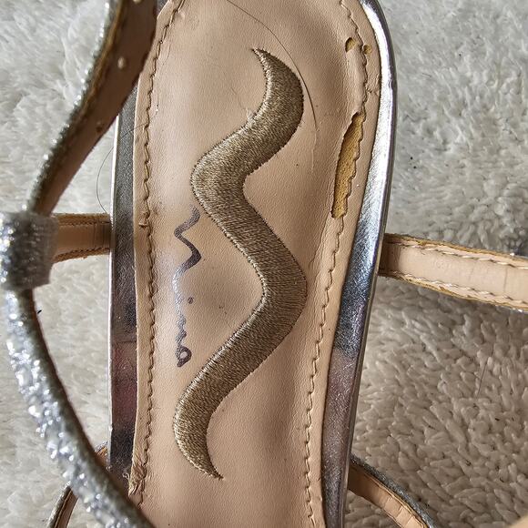 Nina Women's Veralee Strappy Evening Slingback‎ Heels Size 7M Silver Embellished - Picture 5 of 6